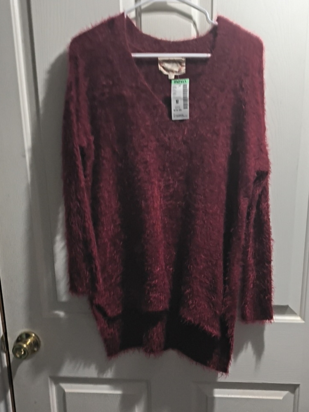 Ambiance Burgundy Fuzzy V-Neck Sweater